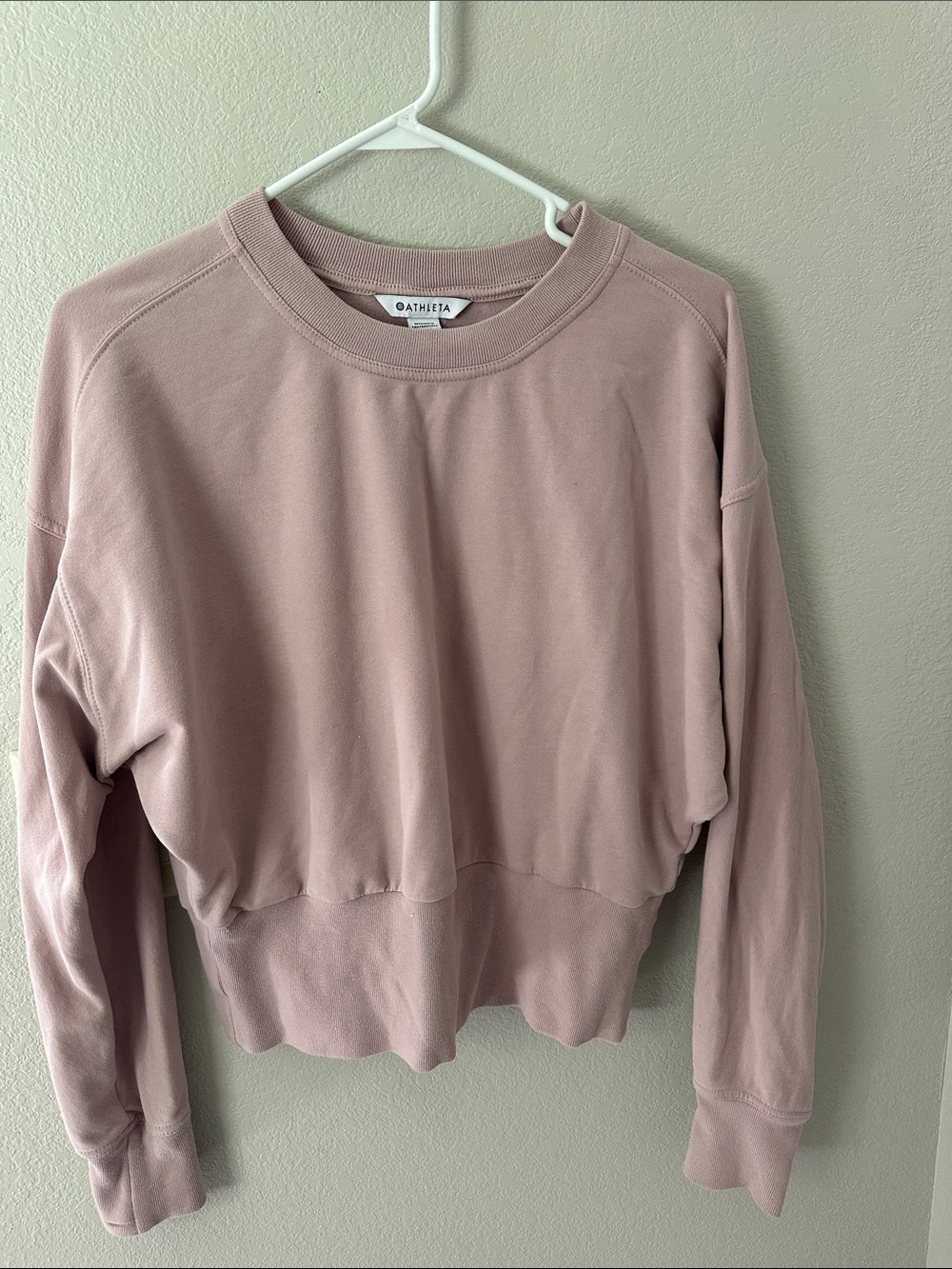 Athleta Women's Cropped Crewneck Sweatshirt in Dusty Rose